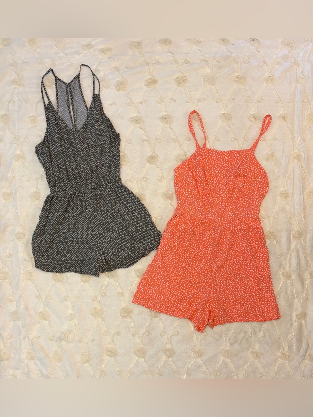 ABERCROMBIE & Fitch! LOT! 2 Rompers Floral Print One-Piece - Coral, Green
